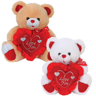 12inch de Teddybeer van de valentijnskaartendag met Bloem en Hart Gevuld Duwspeelgoed voor Viering