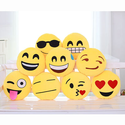 22 Gele en Ronde Gevulde Kussens en Hoofdkussens van stijlenemoji Emoticon voor Huisdecoratie