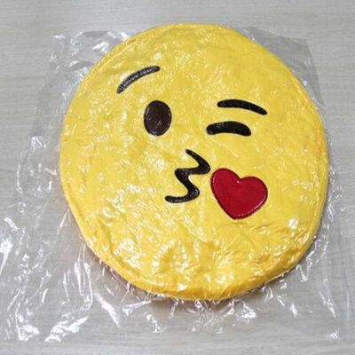 Het gele Hoofdkussen van de de Babyslaap van Emoji Emoticon rond Gevulde voor Huisgebruik