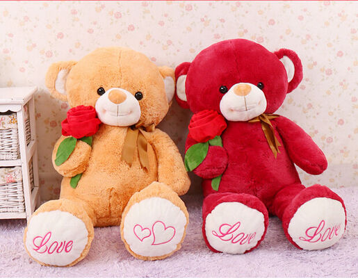 De leuke Reuze Rode Teddybeer vulde Dierlijk Speelgoed met Roze Bloemjumbo 80cm