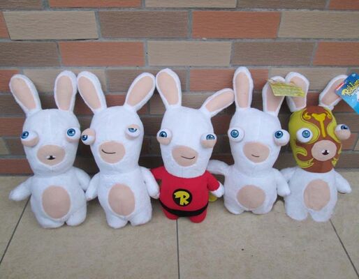 Mooie Rayman die Rabbids-het Speelgoed Witte Leuke Douane ijlt van de Beeldverhaalpluche