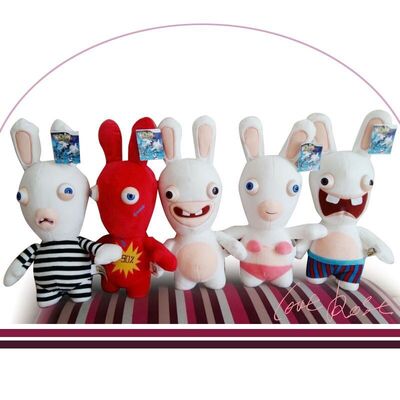 Mooie Rayman die Rabbids-het Speelgoed Witte Leuke Douane ijlt van de Beeldverhaalpluche
