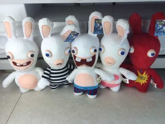 Mooie Rayman die Rabbids-het Speelgoed Witte Leuke Douane ijlt van de Beeldverhaalpluche