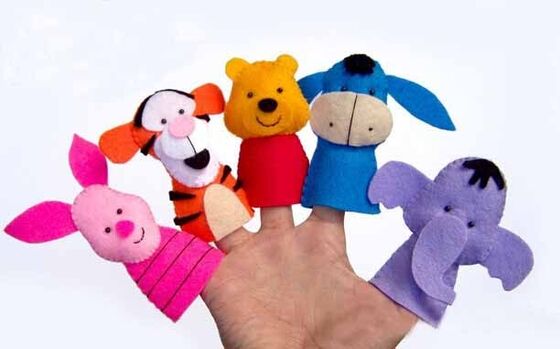 Klassiek Disney voelde Pluchehandpoppen, Ezel/Tigger/Biggetje/Pooh/Elephent