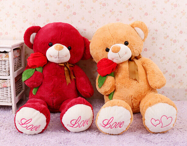 De leuke Reuze Rode Teddybeer vulde Dierlijk Speelgoed met Roze Bloemjumbo 80cm