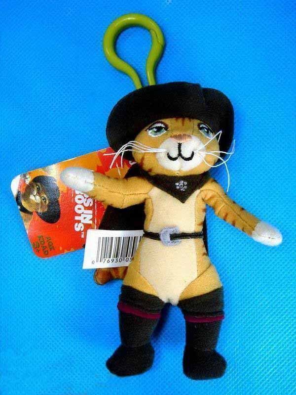 Beeldverhaal Puss in Laarzen Gevuld Pluchestuk speelgoed Keychain voor Bevorderingsgiften